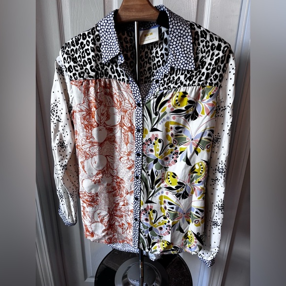 Anthropologie Maeve Multicolor Patterned Button-Up Shirt - Picture 3 of 7